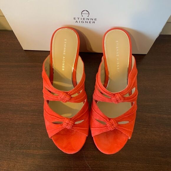 Etienne Aigner desire platform soft suede leather wedge sandal💥 size 9,5 - Picture 2 of 11